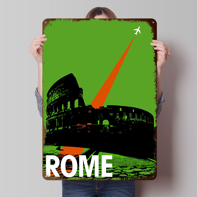 Retro Gaming Bar - Rome Travel Metal Poster Customized Wall