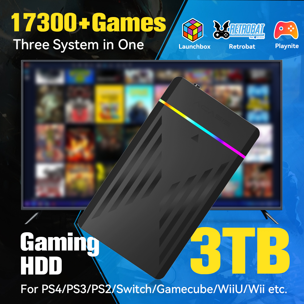Retro Gaming Usb - 3TB Portable Gaming HDD LaunchBox/Retrobat/Playnite Retro