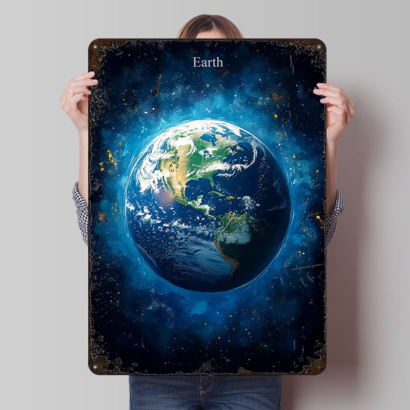 Earth in Space Tin Poster Cust - đánh giá và giá Retro Gaming Space