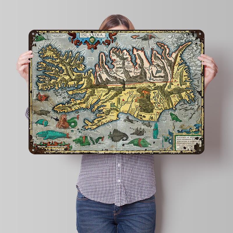Map of Iceland Metal Poster Cu - đánh giá và giá Retro Gaming Bar