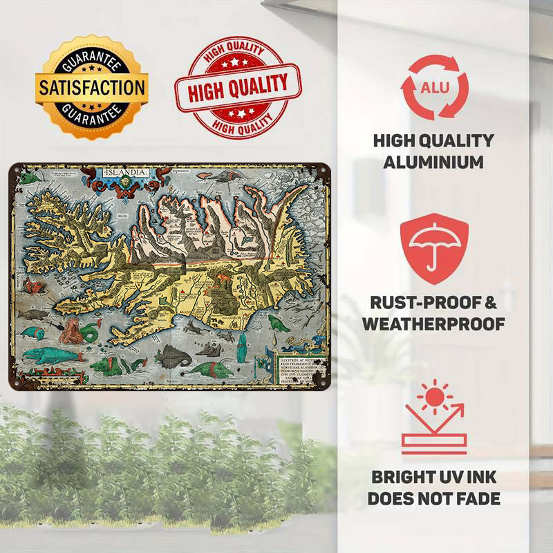 Map of Iceland Metal Poster Cu - đánh giá và giá Retro Gaming Bar